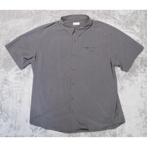 Columbia Short Sleeve Gray Red White Pinstripe Short Sleeve Shirt Mens Size XXL